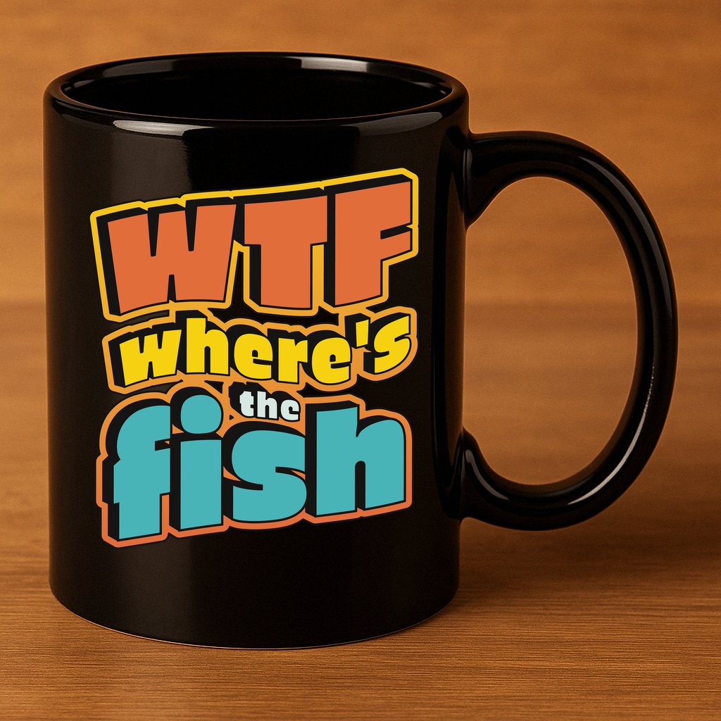 WTF Where's The Fish Funny 11oz C Handle Ceramic Mug