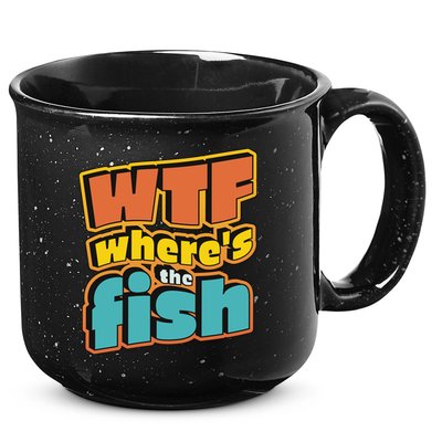 WTF Where's The Fish Funny 15oz Campfire Ceramic Mug