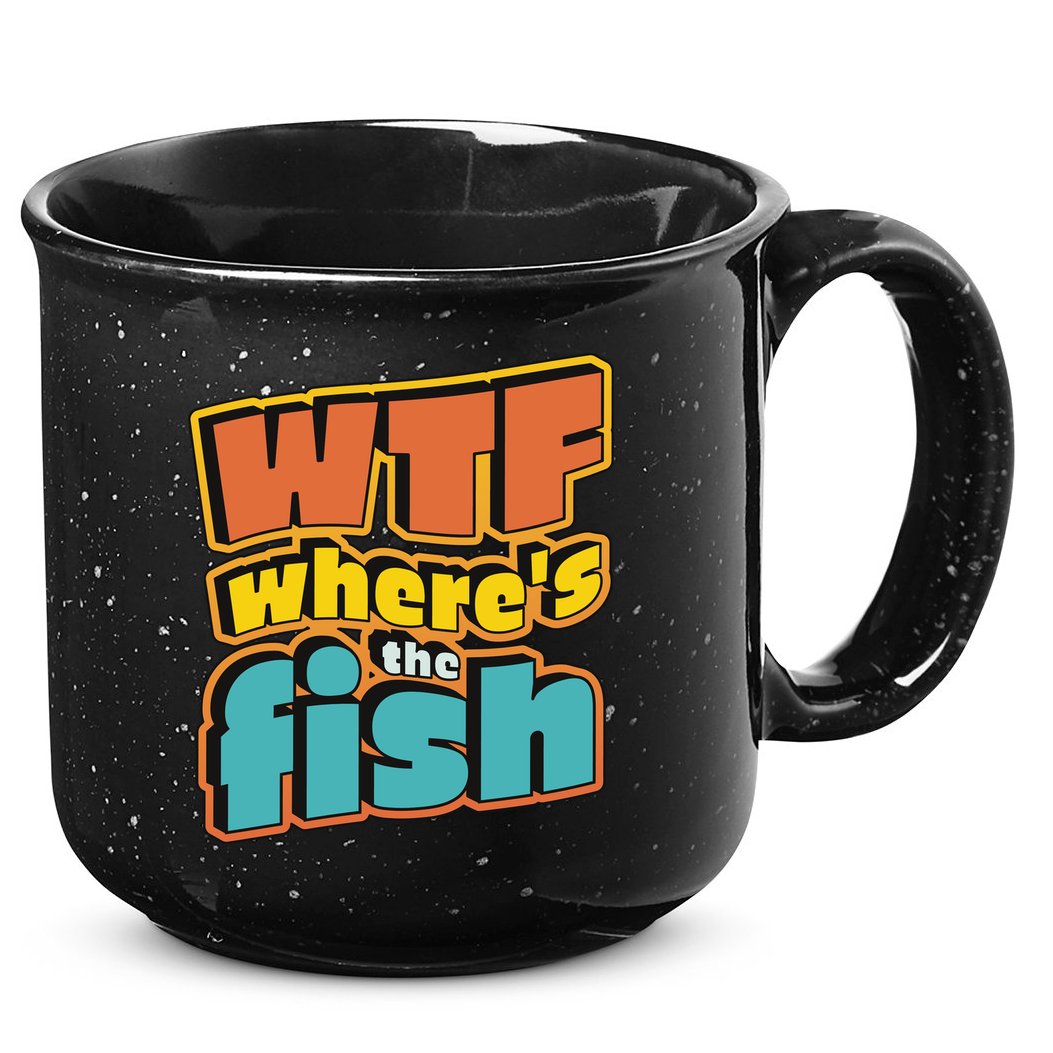 WTF Where's The Fish Funny 15oz Campfire Ceramic Mug