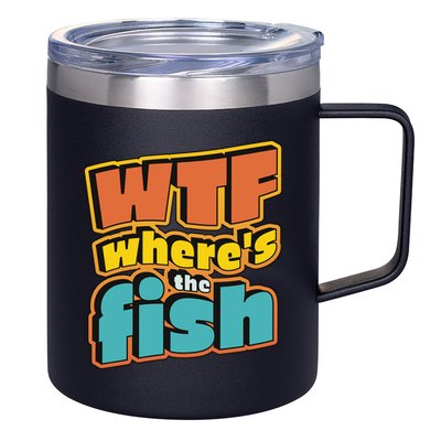 WTF Where's The Fish Funny 12oz Stainless Steel Coffee Mug