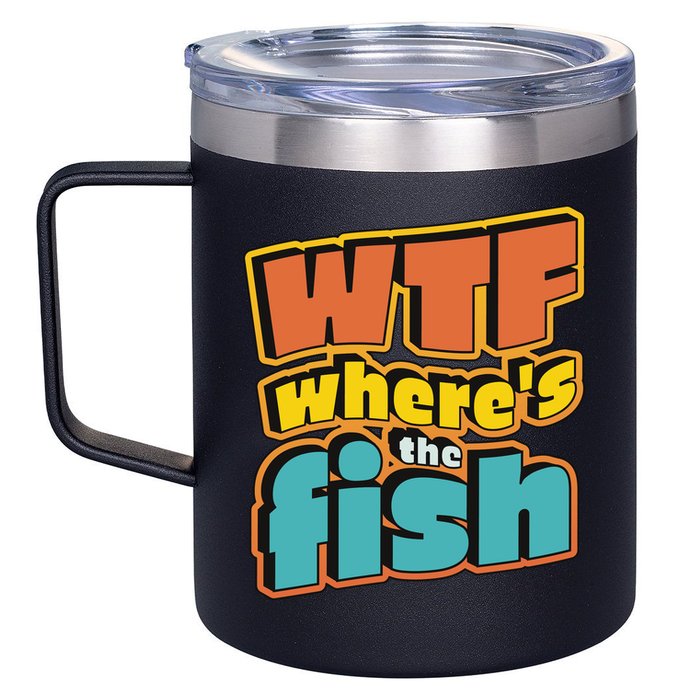 WTF Where's The Fish Funny 12oz Stainless Steel Coffee Mug