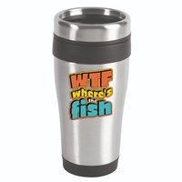 WTF Where's The Fish Funny 16oz Travel Tumbler