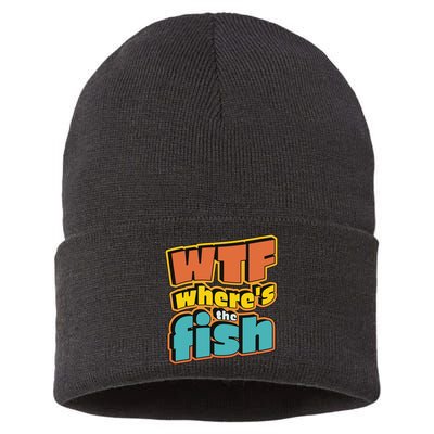 WTF Where's The Fish Funny Sustainable Knit Beanie