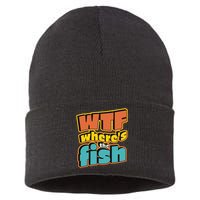 WTF Where's The Fish Funny Sustainable Knit Beanie