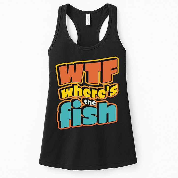WTF Where's The Fish Funny Womens Tank Top