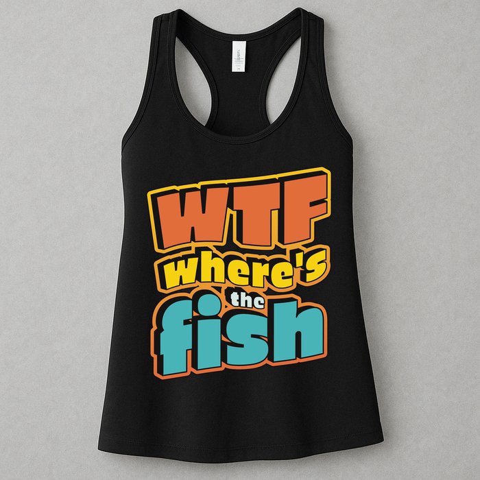 WTF Where's The Fish Funny Womens Tank Top