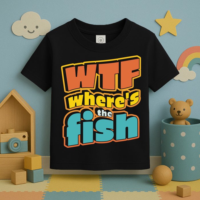 WTF Where's The Fish Funny Toddler T-Shirt