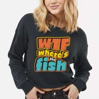 WTF Where's The Fish Funny Cropped Pullover Crew