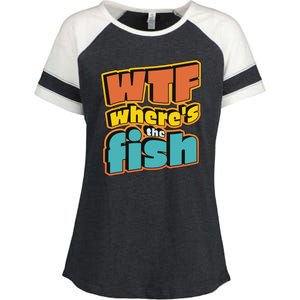 WTF Where's The Fish Funny Enza Ladies Jersey Colorblock Tee