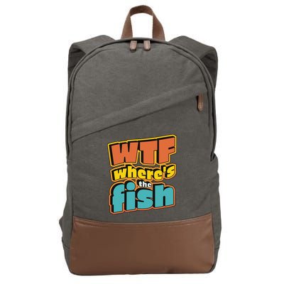 WTF Where's The Fish Funny Cotton Canvas Backpack