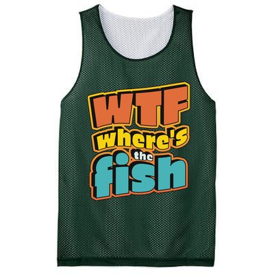 WTF Where's The Fish Funny Mesh Reversible Basketball Jersey Tank