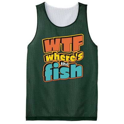 WTF Where's The Fish Funny Mesh Reversible Basketball Jersey Tank