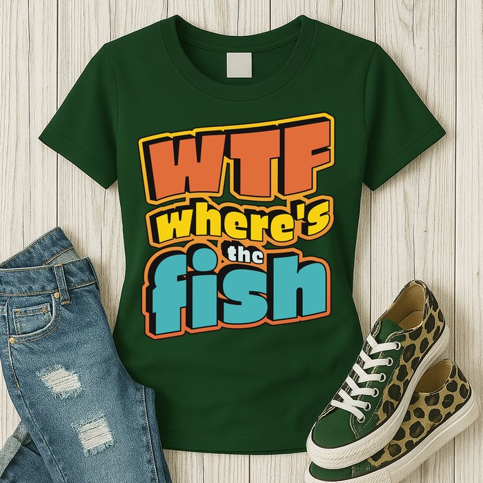 WTF Where's The Fish Funny Womens T-Shirt