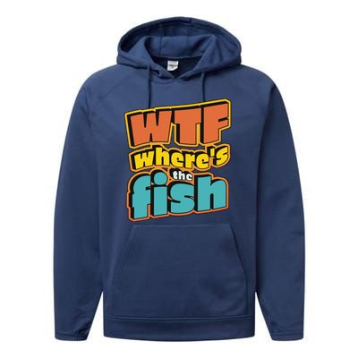 WTF Where's The Fish Funny Performance Fleece Hoodie