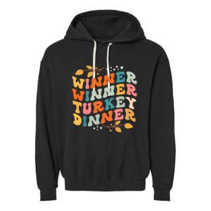 Winner Winner Turkey Dinner Retro Thanksgiving Fall Outfits Garment-Dyed Fleece Hoodie