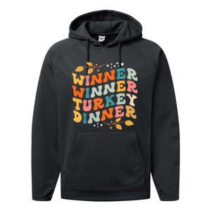 Winner Winner Turkey Dinner Retro Thanksgiving Fall Outfits Performance Fleece Hoodie