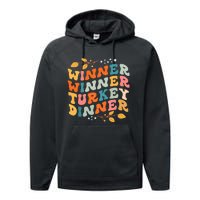 Winner Winner Turkey Dinner Retro Thanksgiving Fall Outfits Performance Fleece Hoodie