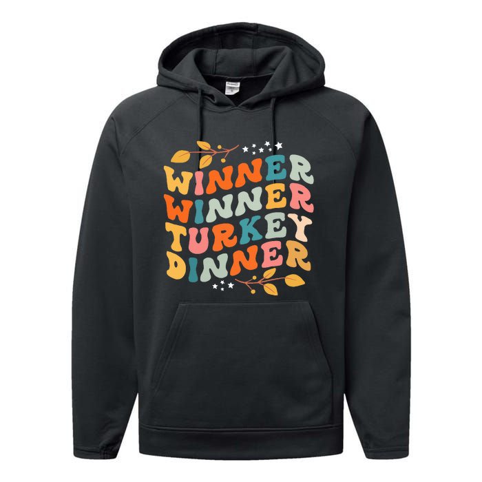 Winner Winner Turkey Dinner Retro Thanksgiving Fall Outfits Performance Fleece Hoodie