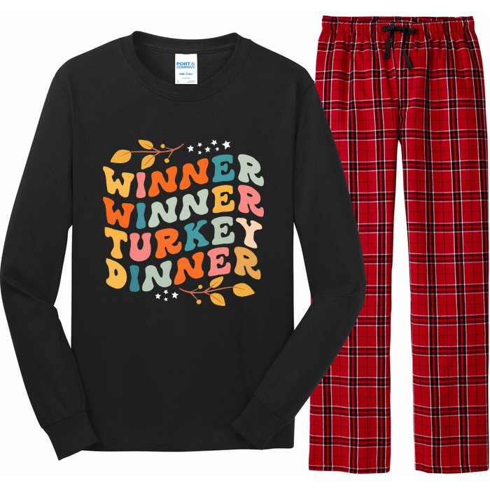 Winner Winner Turkey Dinner Retro Thanksgiving Fall Outfits Long Sleeve Pajama Set