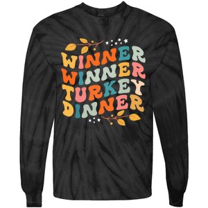 Winner Winner Turkey Dinner Retro Thanksgiving Fall Outfits Tie-Dye Long Sleeve Shirt