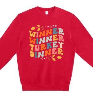 Winner Winner Turkey Dinner Retro Thanksgiving Fall Outfits Premium Crewneck Sweatshirt