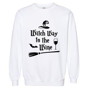 Witch Way To The Wine Funny Wine Drinking Gift Idea Garment-Dyed Sweatshirt