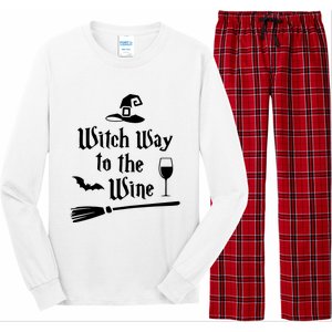 Witch Way To The Wine Funny Wine Drinking Gift Idea Long Sleeve Pajama Set