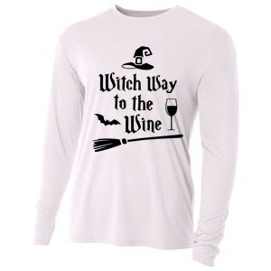 Witch Way To The Wine Funny Wine Drinking Gift Idea Cooling Performance Long Sleeve Crew