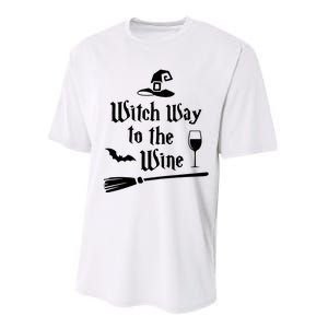 Witch Way To The Wine Funny Wine Drinking Gift Idea Performance Sprint T-Shirt