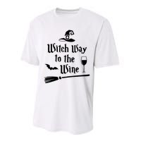 Witch Way To The Wine Funny Wine Drinking Gift Idea Performance Sprint T-Shirt