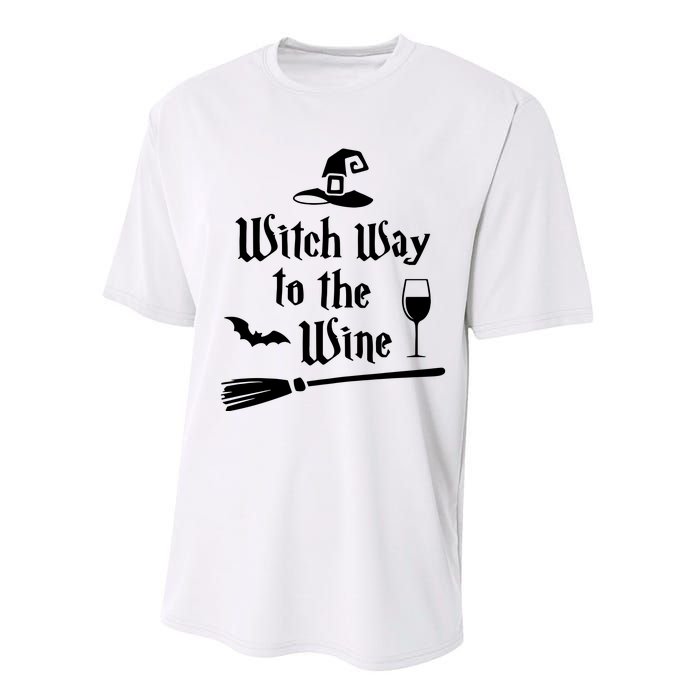 Witch Way To The Wine Funny Wine Drinking Gift Idea Performance Sprint T-Shirt