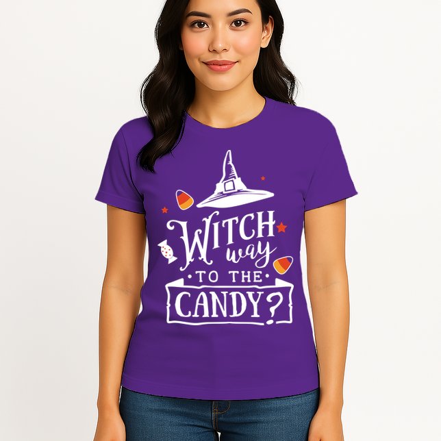 Witch Way To The Candy? Womens T-Shirt
