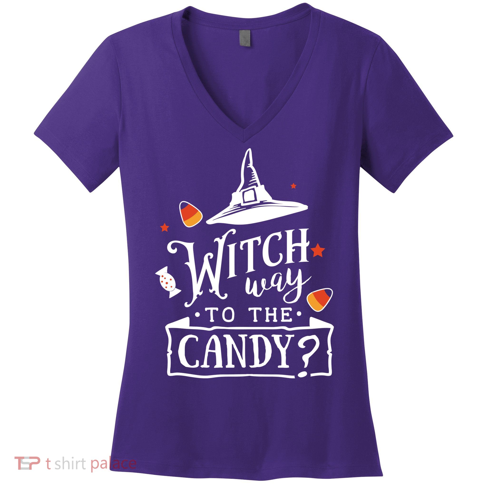 Witch Way To The Candy? Women's V-Neck T-Shirt