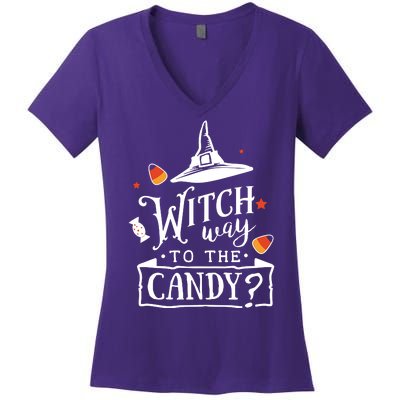 Witch Way To The Candy? Women's V-Neck T-Shirt