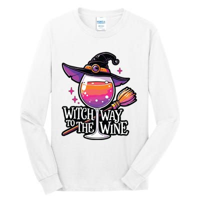 Witch Way To The Wine Halloween Witch Hat And Wine Glass Long Sleeve Tall Long Sleeve T-Shirt