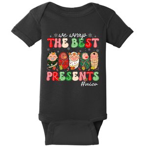 We Wrap The Best Presents Nicu Neonatal Icu Nurse Christmas Baby Bodysuit