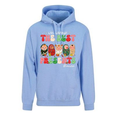 We Wrap The Best Presents Nicu Neonatal Icu Nurse Christmas Unisex Surf Hoodie