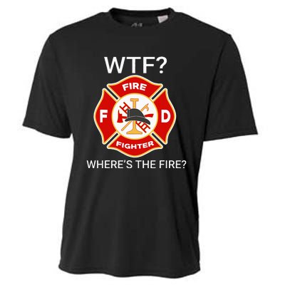 Wtf WhereS The Fire Funny Firefighter Cooling Performance Crew T-Shirt