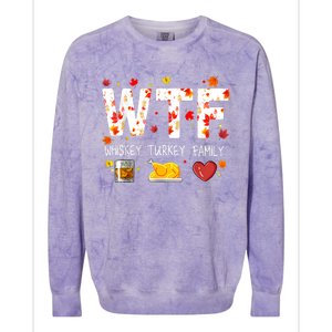 Wtf Whiskey Turkey Family Funny Thanksgiving Day Colorblast Crewneck Sweatshirt