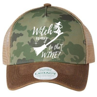 Witch Way To Wine Spooky Graphic Halloween Ing Graphic Meaningful Gift Legacy Tie Dye Trucker Hat