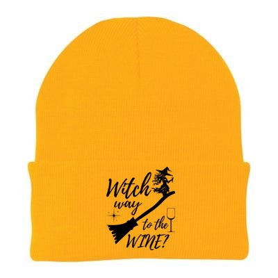 Witch Way To Wine Spooky Graphic Halloween Ing Graphic Meaningful Gift Knit Cap Winter Beanie