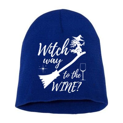 Witch Way To Wine Spooky Graphic Halloween Ing Graphic Meaningful Gift Short Acrylic Beanie