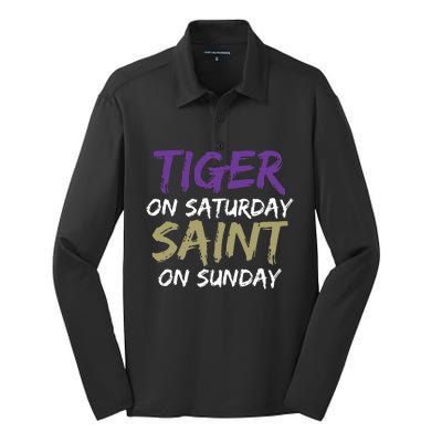 Weekend Warrior Tiger vs. Saint Silk Touch Performance Long Sleeve Polo