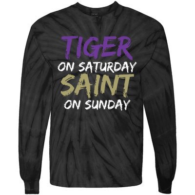 Weekend Warrior Tiger vs. Saint Tie-Dye Long Sleeve Shirt