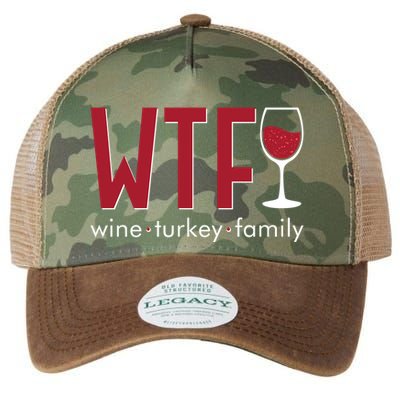 Wtf Wine Turkey Family Funny Holiday Thanksgiving Christmas Legacy Tie Dye Trucker Hat
