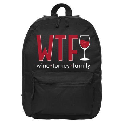 Wtf Wine Turkey Family Funny Holiday Thanksgiving Christmas 16 in Basic Backpack