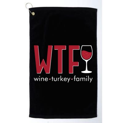 Wtf Wine Turkey Family Funny Holiday Thanksgiving Christmas Golf Towel