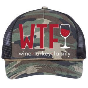 Wtf Wine Turkey Family Funny Holiday Thanksgiving Christmas Retro Rope Trucker Hat Cap