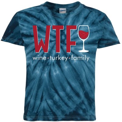 Wtf Wine Turkey Family Funny Holiday Thanksgiving Christmas Kids Tie-Dye T-Shirt