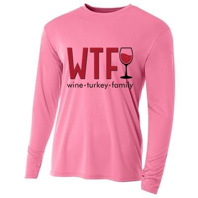 Wtf Wine Turkey Family Funny Holiday Thanksgiving Christmas Cooling Performance Long Sleeve Crew